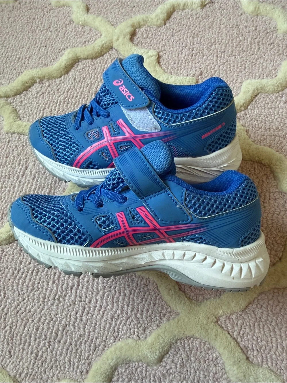 ASICS Blue Kids Sneakers with Pink Accents